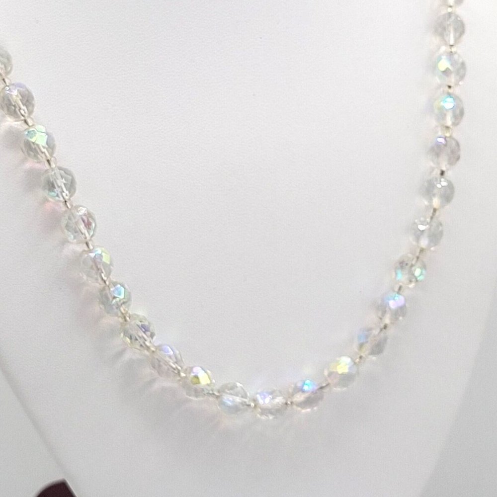 Womens AB Aurora Borealis Beaded Fashion Necklace Lobster Clasp 24 in